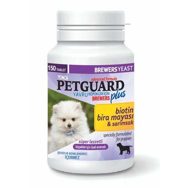 Petguard 150 Adet Yavru Biotin ve Sarımsaklı Bira Mayası Tableti | Yavru Köpek Bakım